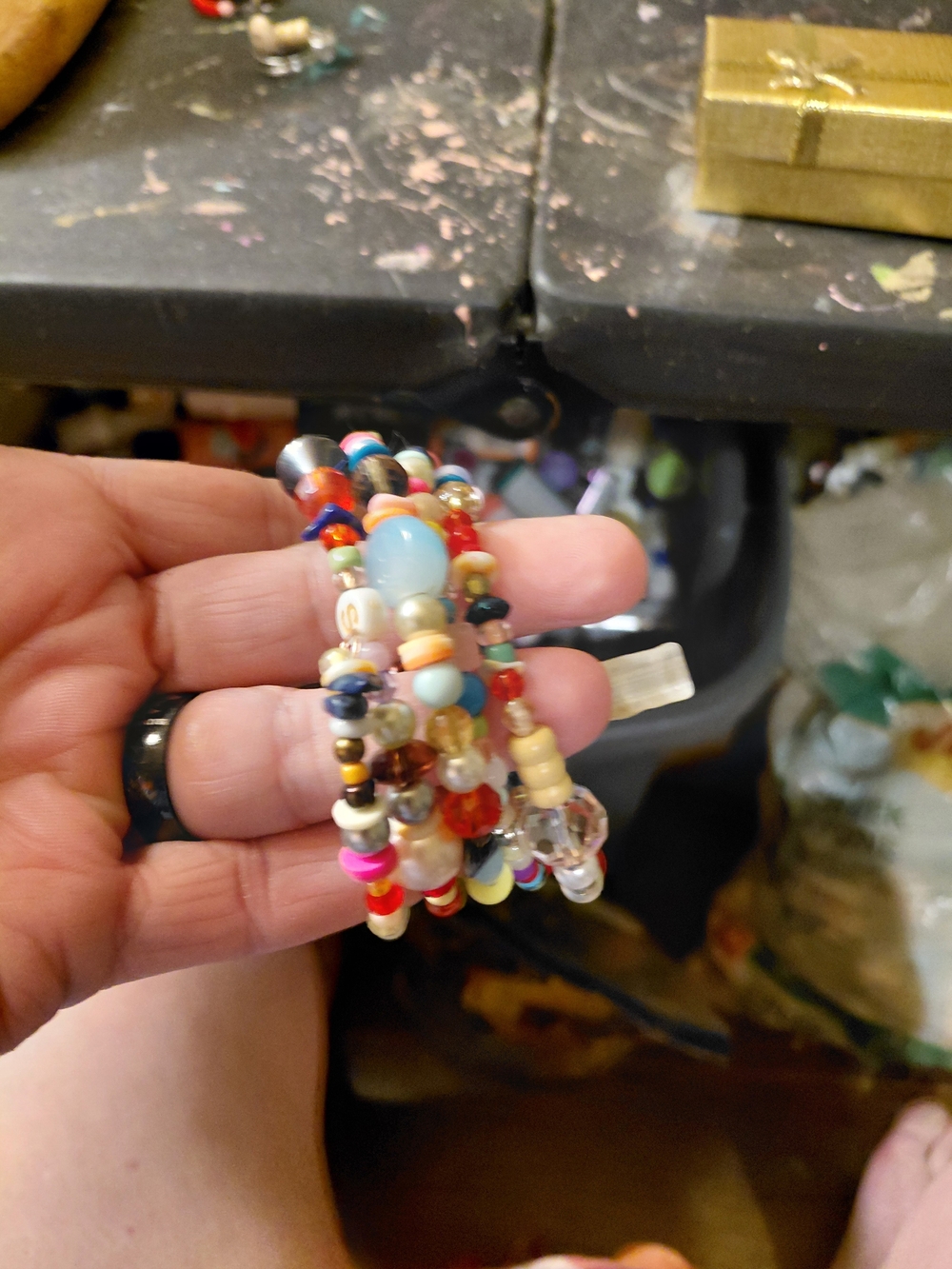 Handmade Multicolor Beaded Stretch Bracelet Stack - Women Jewelry